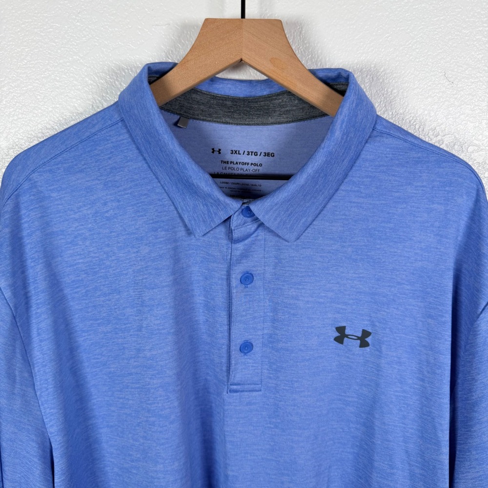 Under Armour Mens Playoff Polo 2.0 Blue Heather Golf Shirt 1351131 3XL